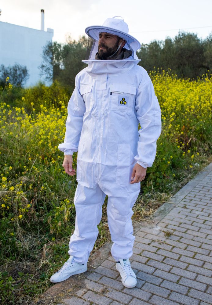 Μελισσοκομική ολόσωμη φόρμα βαμβακερή με καπέλο